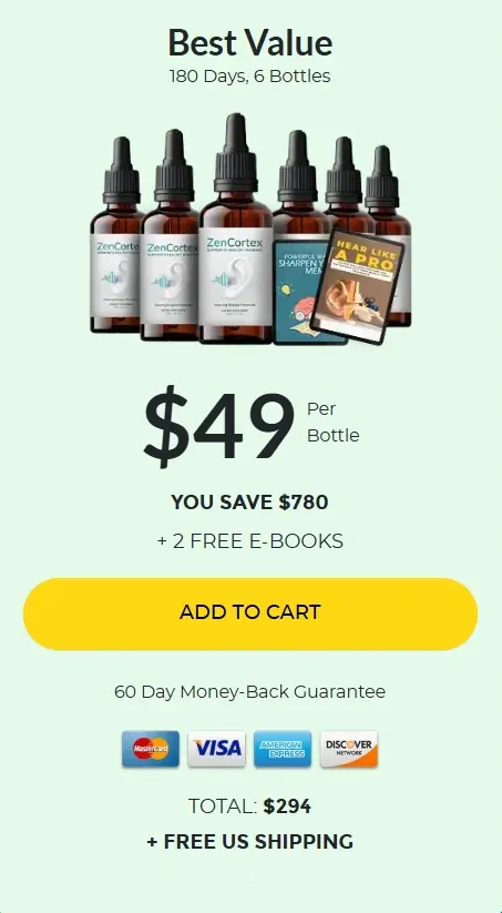 ZenCortex 6-bottle best value pack — 180-day supply with free shipping and biggest savings